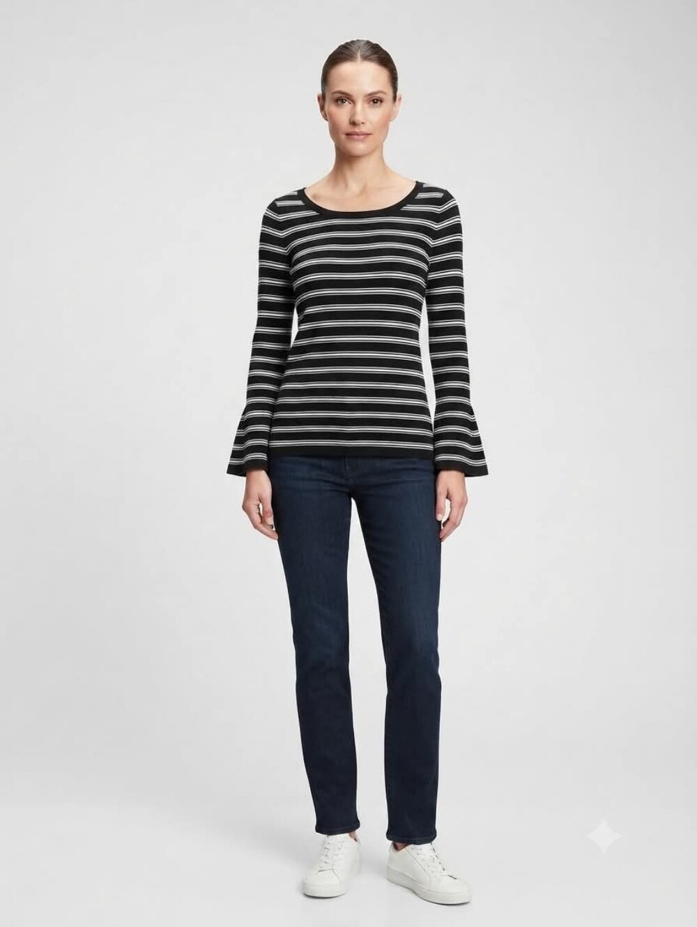 WHBM White House Black Market Sweater Black/White Stripe Size Small